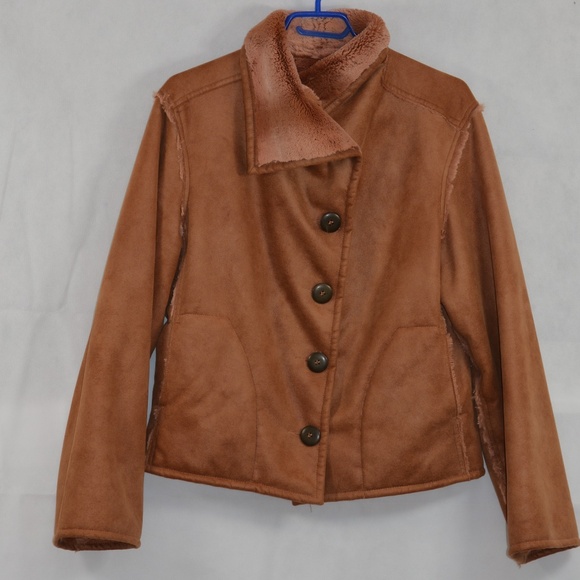 Linda Lundstrom SZ 10 Faux Sheepskin Jacket - Picture 1 of 9